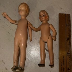 2 Antique Germany bisque dolls jointed dollhouse